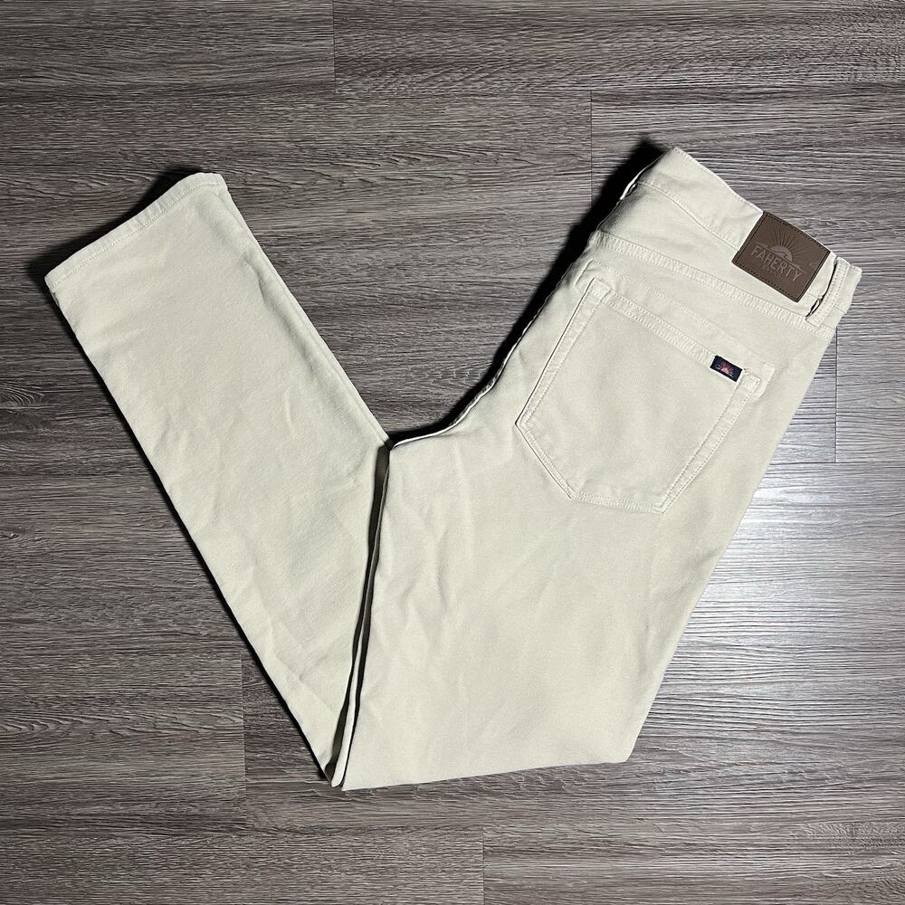 Faherty Stretch Terry 5-Pocket Pants Men's 32x32 Stone Slim Straight MBC0020 EUC
